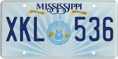 MS license plate XKL536