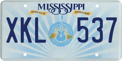 MS license plate XKL537