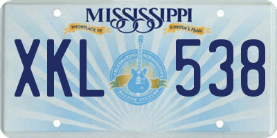 MS license plate XKL538