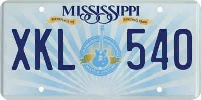MS license plate XKL540