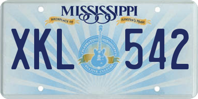 MS license plate XKL542