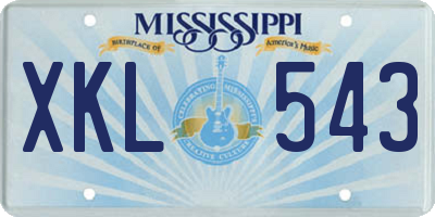 MS license plate XKL543