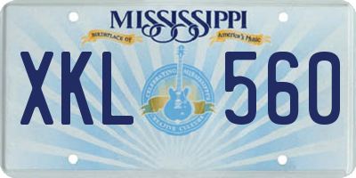 MS license plate XKL560