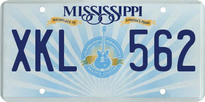 MS license plate XKL562