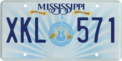 MS license plate XKL571