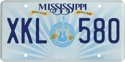 MS license plate XKL580