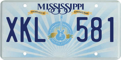 MS license plate XKL581