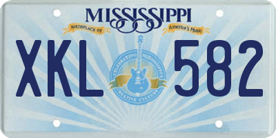 MS license plate XKL582