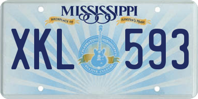 MS license plate XKL593