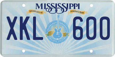 MS license plate XKL600