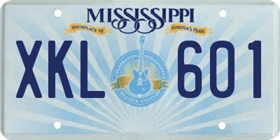MS license plate XKL601
