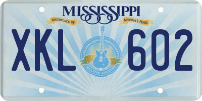 MS license plate XKL602