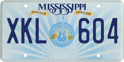 MS license plate XKL604