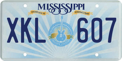 MS license plate XKL607