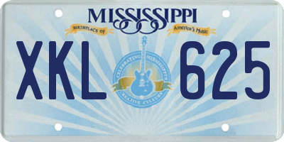 MS license plate XKL625