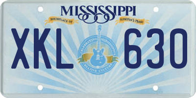 MS license plate XKL630