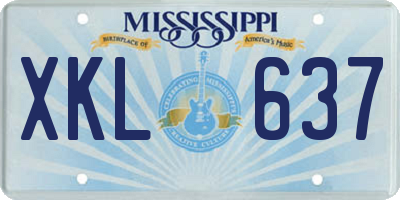 MS license plate XKL637