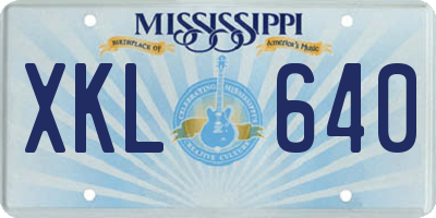 MS license plate XKL640