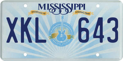 MS license plate XKL643
