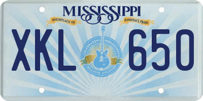 MS license plate XKL650