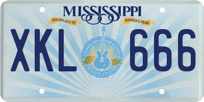 MS license plate XKL666