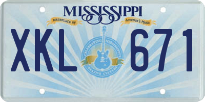 MS license plate XKL671