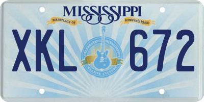 MS license plate XKL672