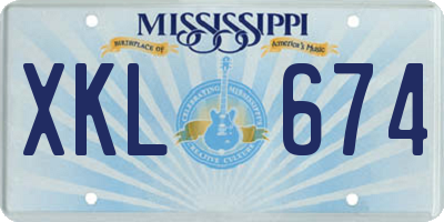 MS license plate XKL674