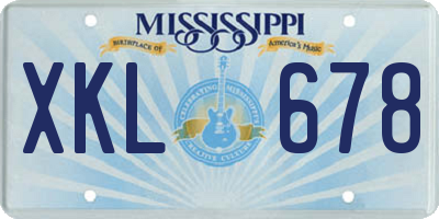 MS license plate XKL678