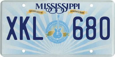 MS license plate XKL680
