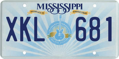 MS license plate XKL681