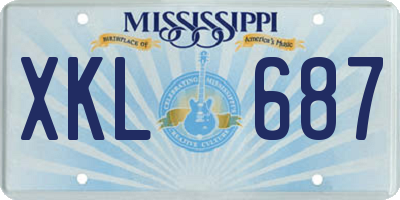 MS license plate XKL687