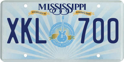 MS license plate XKL700