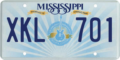 MS license plate XKL701