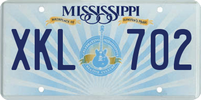 MS license plate XKL702