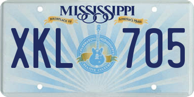 MS license plate XKL705