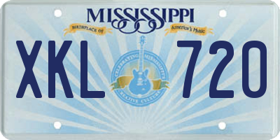 MS license plate XKL720