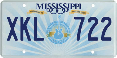 MS license plate XKL722