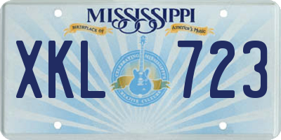 MS license plate XKL723