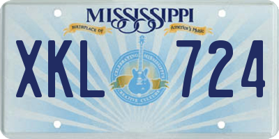 MS license plate XKL724
