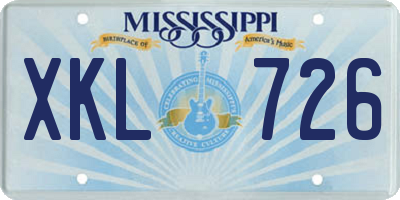 MS license plate XKL726