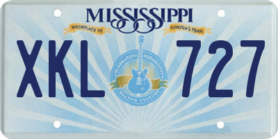 MS license plate XKL727