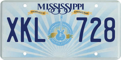 MS license plate XKL728