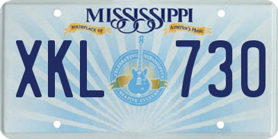 MS license plate XKL730