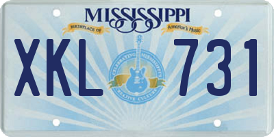 MS license plate XKL731