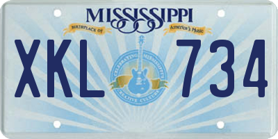 MS license plate XKL734