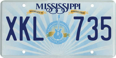 MS license plate XKL735