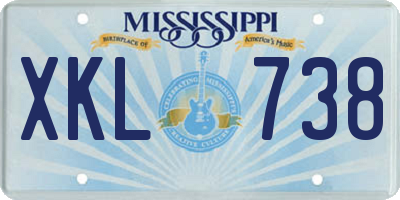 MS license plate XKL738