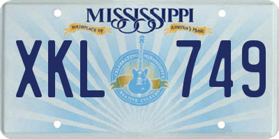 MS license plate XKL749