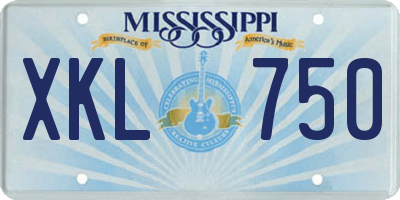 MS license plate XKL750